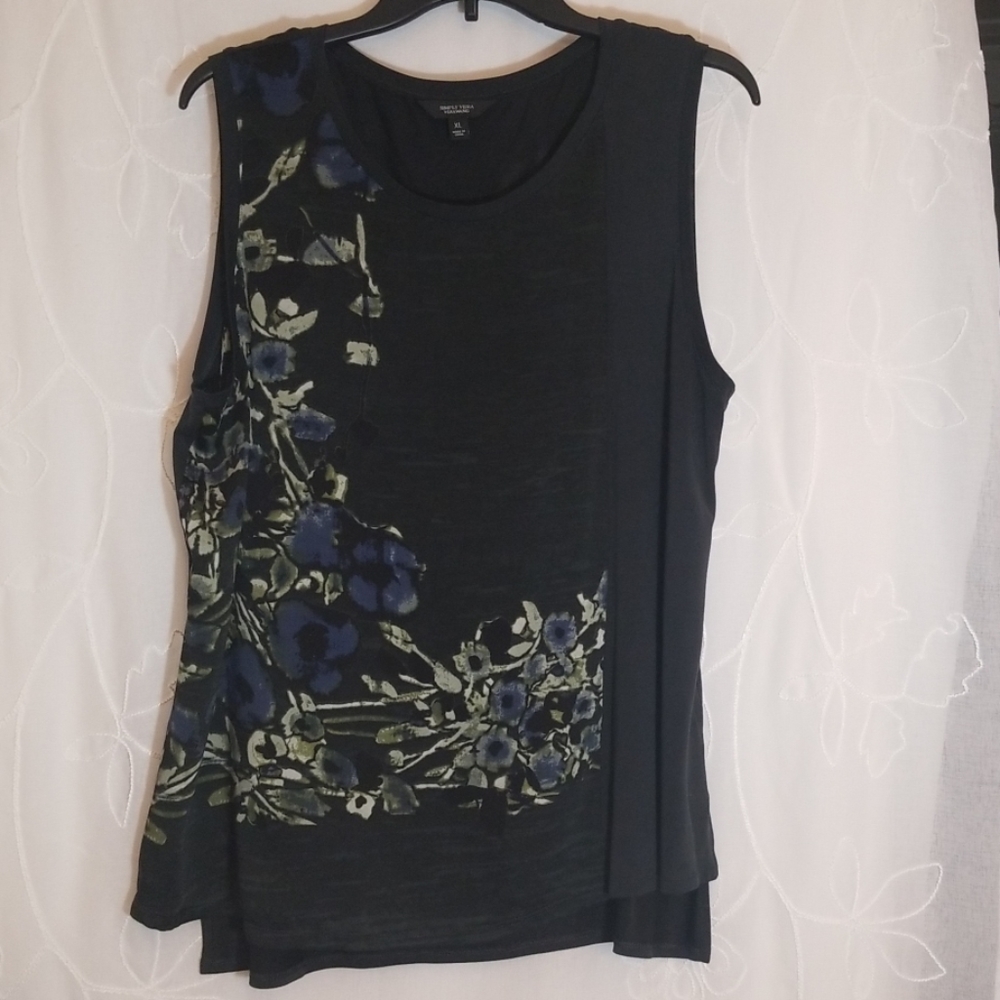 VERA WANG XL BLOUSE GREEN & BLACK